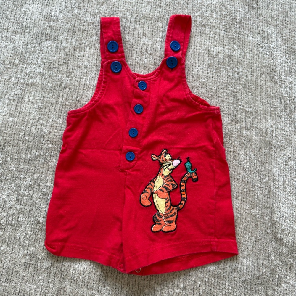 Vintage Disney Tigger Baby Romper‎ Red Button Front 9M Winnie The Pooh